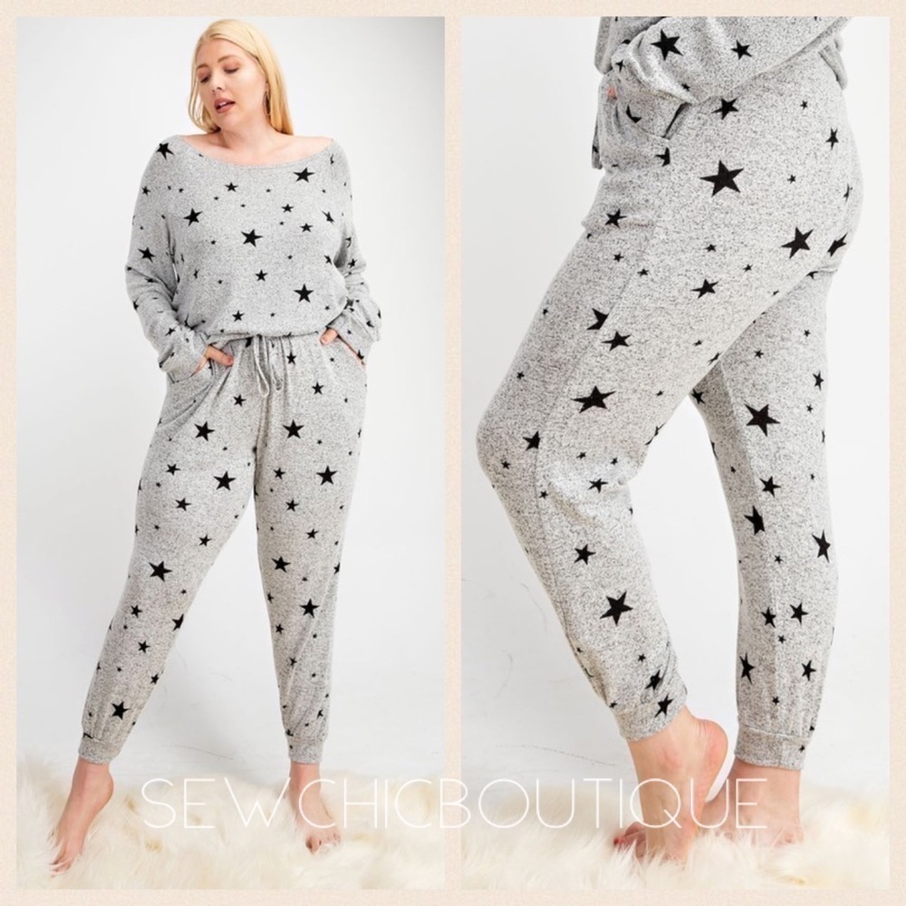 Plus Size Star Print Drawstring Joggers